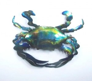 JMA-004       Blue Crab  Metalic Blue and Gold Body and Arms 18 x 16 x 1